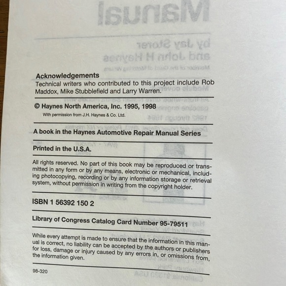 Nissan Sentra Automotive Repair Manual 1982 thru 1994 - Picture 3 of 4